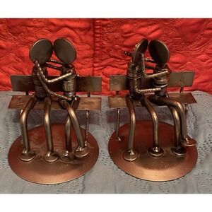 2 Novica Metal Art Sculptures "Park Bench Sweethearts"‎  Love Anniversary Gift